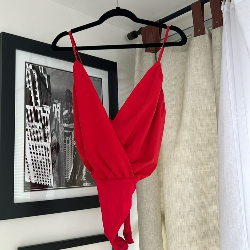 Backless red Bodysuit